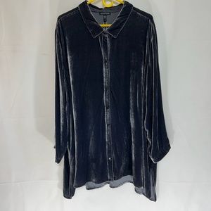NEW Eileen Fisher Charcoal Velvet Long Shirt